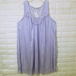 NWT Lati Fashion Baby Doll Nightie Top Lady-1X Lace V-neck Ruffle Lavender Flaw